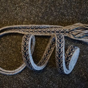 Tablet woven belt / Grey and blue / Viking patterns / Unique band / Medieval clothing / 15 mm woven strap / Unisex belt / Card weaving