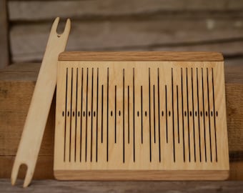 Band weaving with 7pattern, Double slot heddle, 7 slot rigid heddle, Oak wood, Pick-Up Rigid Heddle, 7 Pattern Thread Slots, band weaving