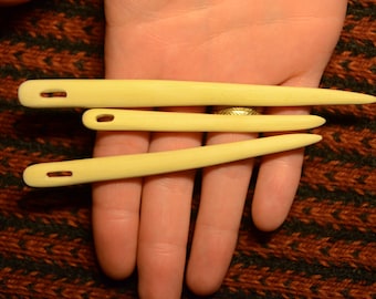 Juego de 3 agujas para nalbinding / Aguja para nalbinding / Aguja de madera / Aguja de tejido medieval / Aguja vikinga / Aguja de recreación histórica / Aguja de madera dura