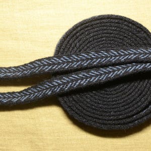 Handwoven belt / Tablet woven braid / Medieval woolen trim / Ladies belt / Guitar strap / Card woven trim / Black sky-blue / 16 mm strap image 2