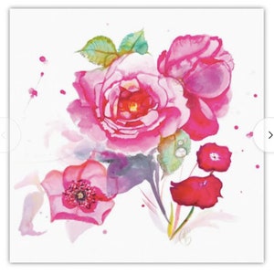 Carte carrée Roses + enveloppe