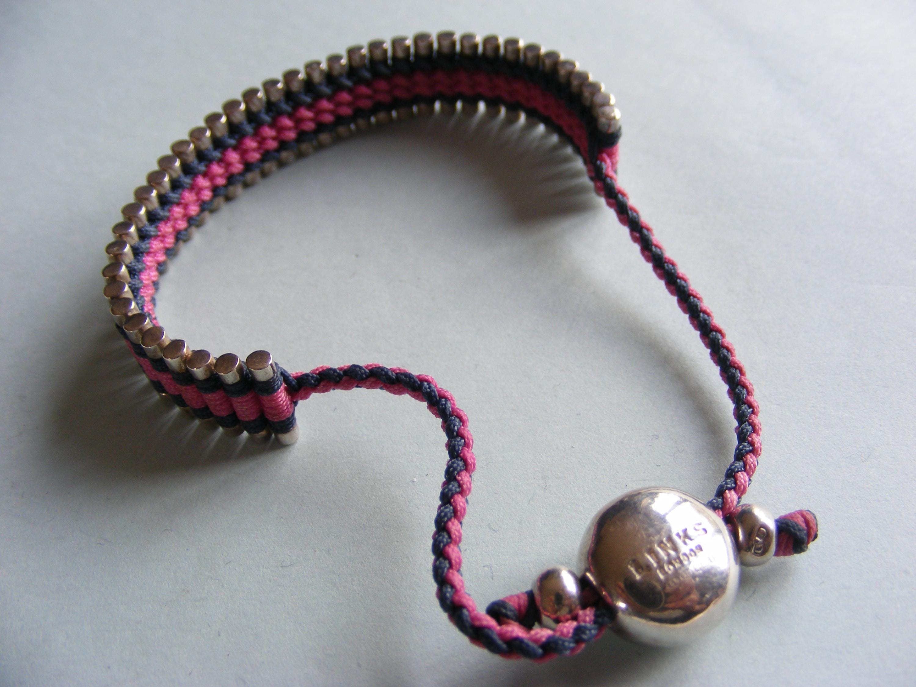 Links of London Friendship Bracelet: Sterling Silver Grey & Pink
