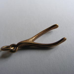 Vintage 9ct gold Lucky Wishbone charm pendant charms 9k 375