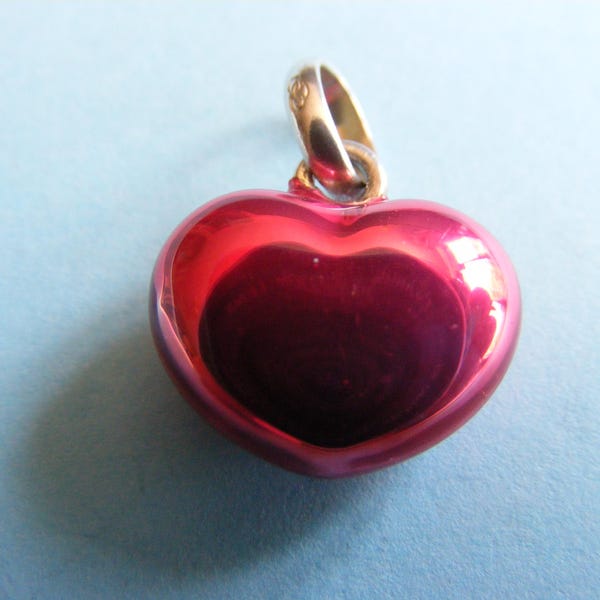 Links of London Sterling Silver Red Metallic Puffed Heart Charm HMK 2010