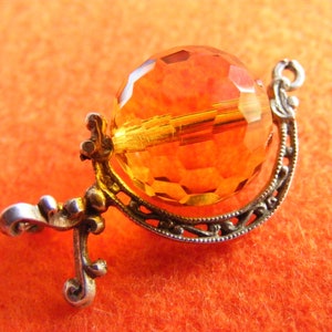 G) Vintage Sterling Silver Charm charms Spinning Crystal Globe
