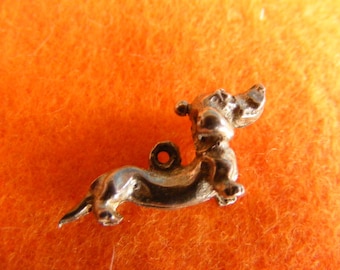 A) Vintage Sterling Silver Charm Dachshund Dog