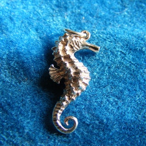 G) Charm vintage de plata de ley con forma de caballito de mar