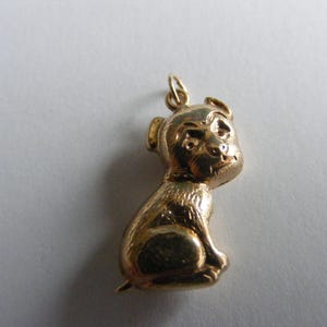 Vintage 9ct Gold Puffed Puppy Dog Charm Pendant