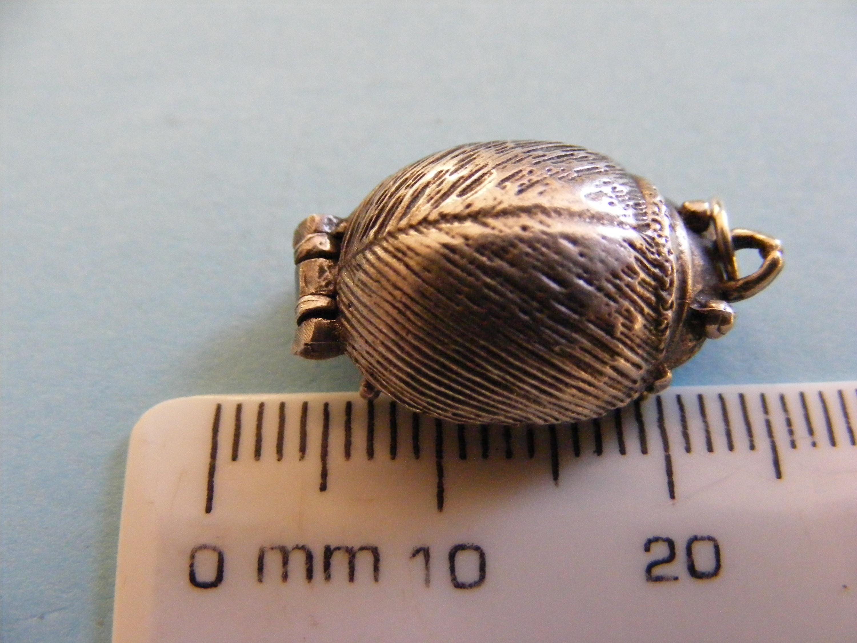 Vintage Sterling Silver Beetle Charm: Opens to the Beatles