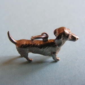 Vintage Sterling Silver charm Dachshund Dog charms 925 pendant (S)