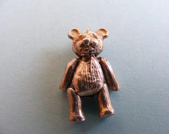 Vintage Sterling Silber Charme gegliedert Teddy Bär Charme 925 Anhänger (D)