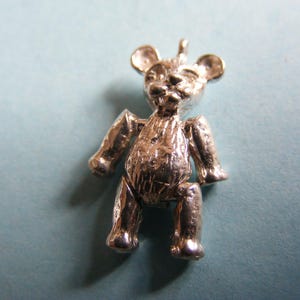 Vintage Sterling Silver charm Articulated Teddy Bear charms 925 pendant  (O)