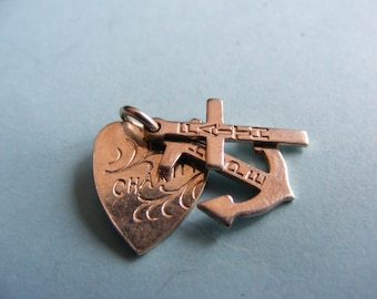 Vintage Sterling Silver charm Faith Hope Charity - Heart, Anchor, Cross (H)
