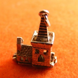 Vintage Sterling Silver Charm Church opens to a wedding - charms pendant 925