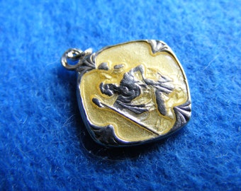 N) Vintage Sterling Silver Charm Charms Enamelled St Christopher