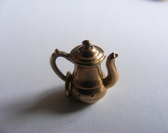 Vintage 9ct Gold Puffed Kaffeekanne Charme Anhänger Charme 9k 375