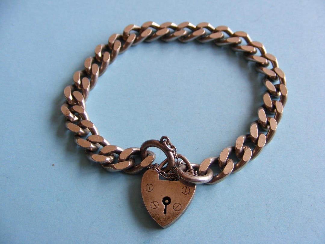 ヴィンテージ スターリングシルバー チャームブレスレット ハート