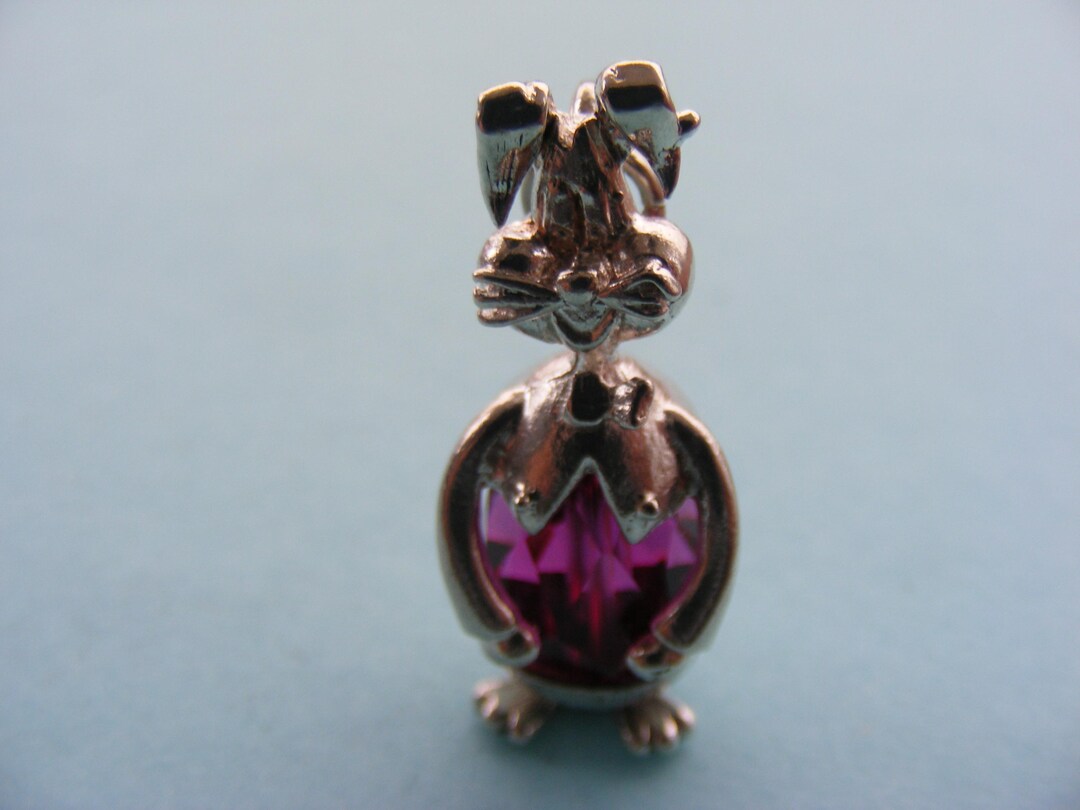 Pink Crystal Rabbit Vintage Sterling Silver Charm Large Pink Crystal Bunny Rabbit (U) - Etsy