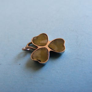 Vintage Sterling Silver Charm Small Scottish Agate in an Irish Shamrock (F)