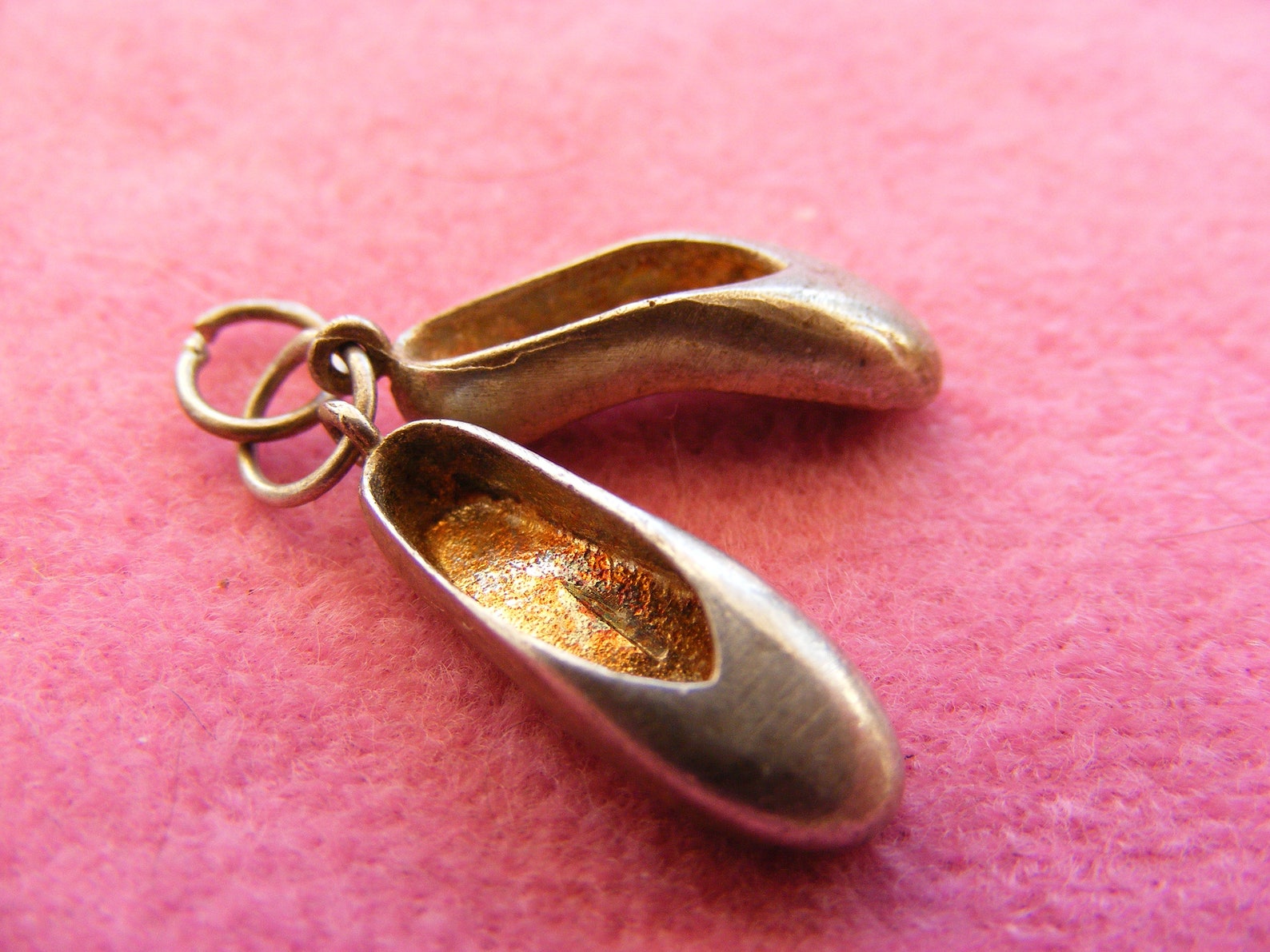 j) vintage sterling silver charm ballet shoes
