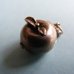 Vintage Sterling Silver charm Apple opens to Adam and Eve charms 925 pendant  (D)