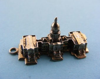 Charm vintage de oro sobre plata de ley: Capitolio de Washington (B)