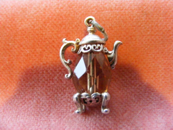 Sterling Coffee Pot Charm Vintage 40/'s Coffee Pot With Jeweled Top Sterling Silver Charm for Bracelet from Charmhuntress 02776