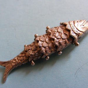 Vintage Sterling Silver charm Large Articulated Fish Charms Pendant 925 (K)