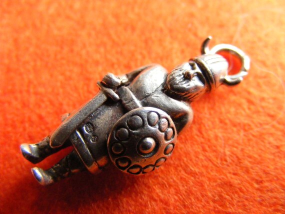 H) Vintage Sterling Silver Charm Viking Warrior - image 3