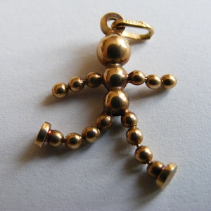 Vintage 9ct Gold charm Articulated Beaded Doll Figure charms 375 pendant