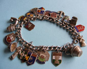 Vintage Sterling Silver Charm Bracelet with 26 Charms