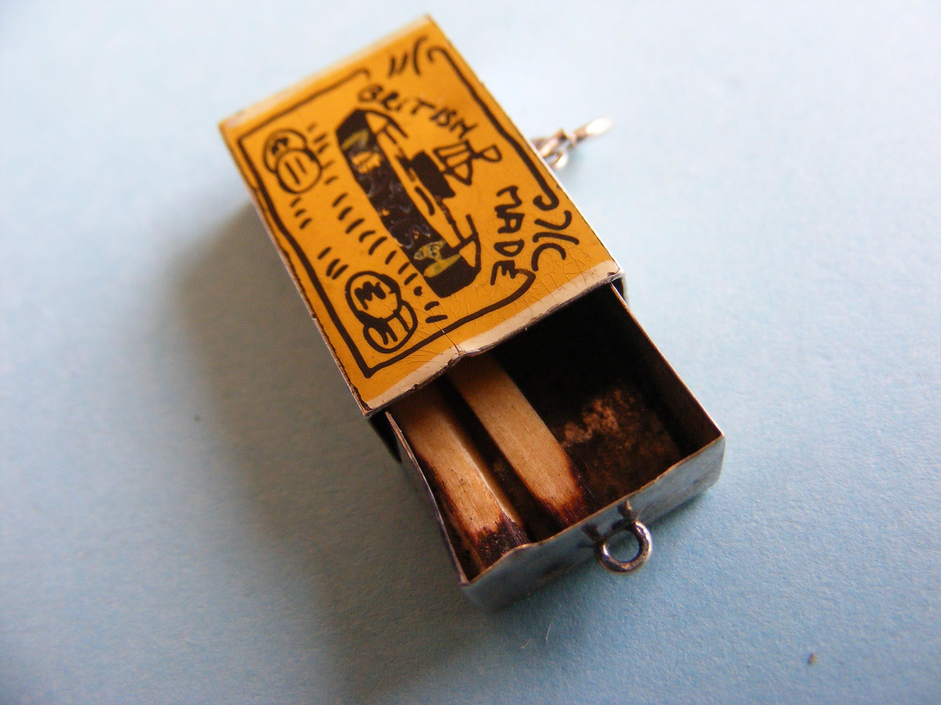 英国Victorian starling silver刻印マッチケ-ス Vintage Enamel Sterling Silver Matches Charm - British Made (D) - Etsy