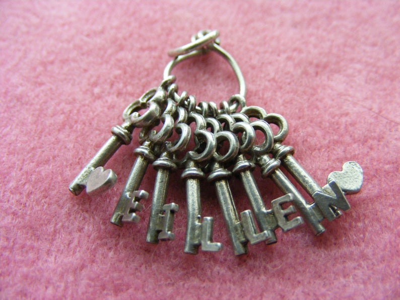 Vintage Sterling Silver Charm Keys spelling Eillen Etsy