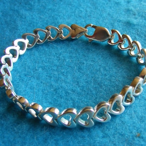 Vintage Sterling Silver Heart Chain Bracelet