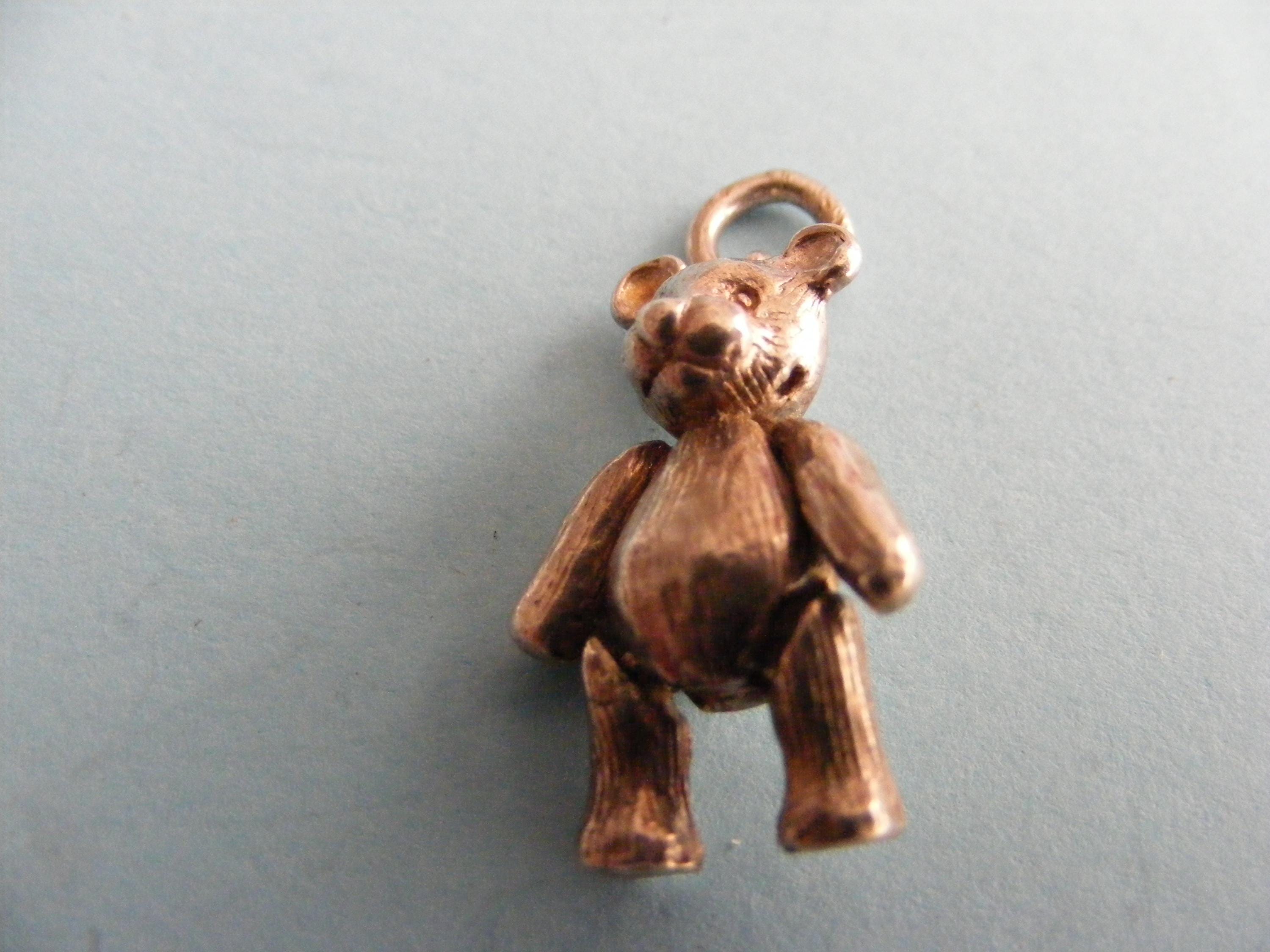 ヴィンテージ スターリングシルバー チャーム 関節式テディベア (C