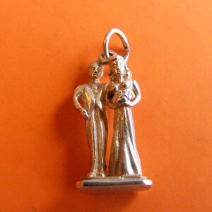 N) Vintage sterlingzilveren bedel bruid en bruidegom