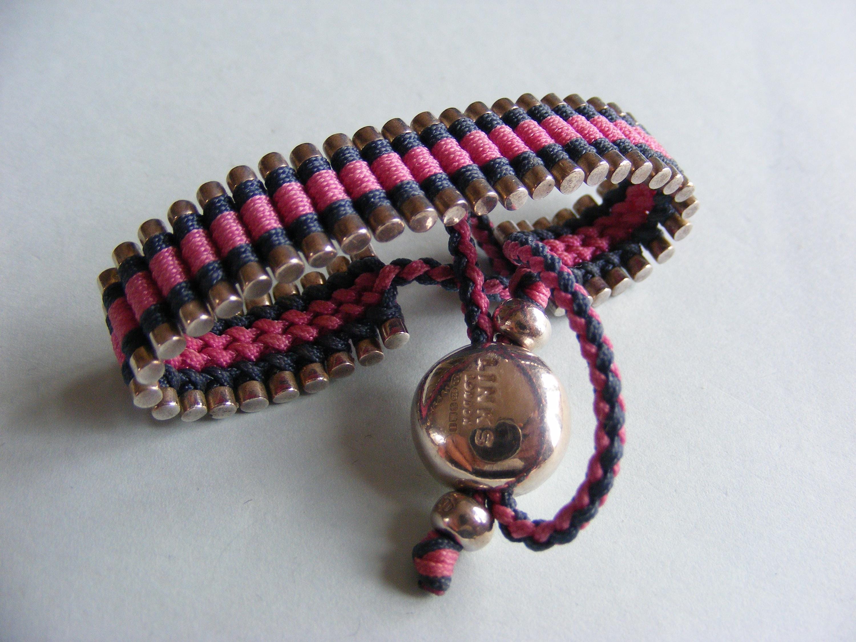Links of London Friendship Bracelet: Sterling Silver Grey & Pink