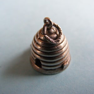 Vintage Sterling Silver charm Bee Hive opens to a Honey Bee  charms 925 pendant  (D)
