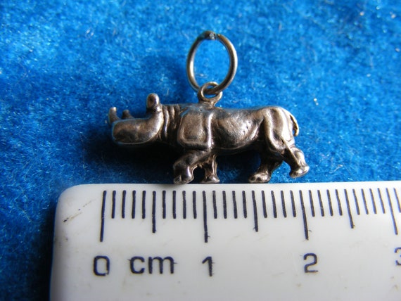 G) Vintage Sterling Silver Charm Rhinoceros - image 4