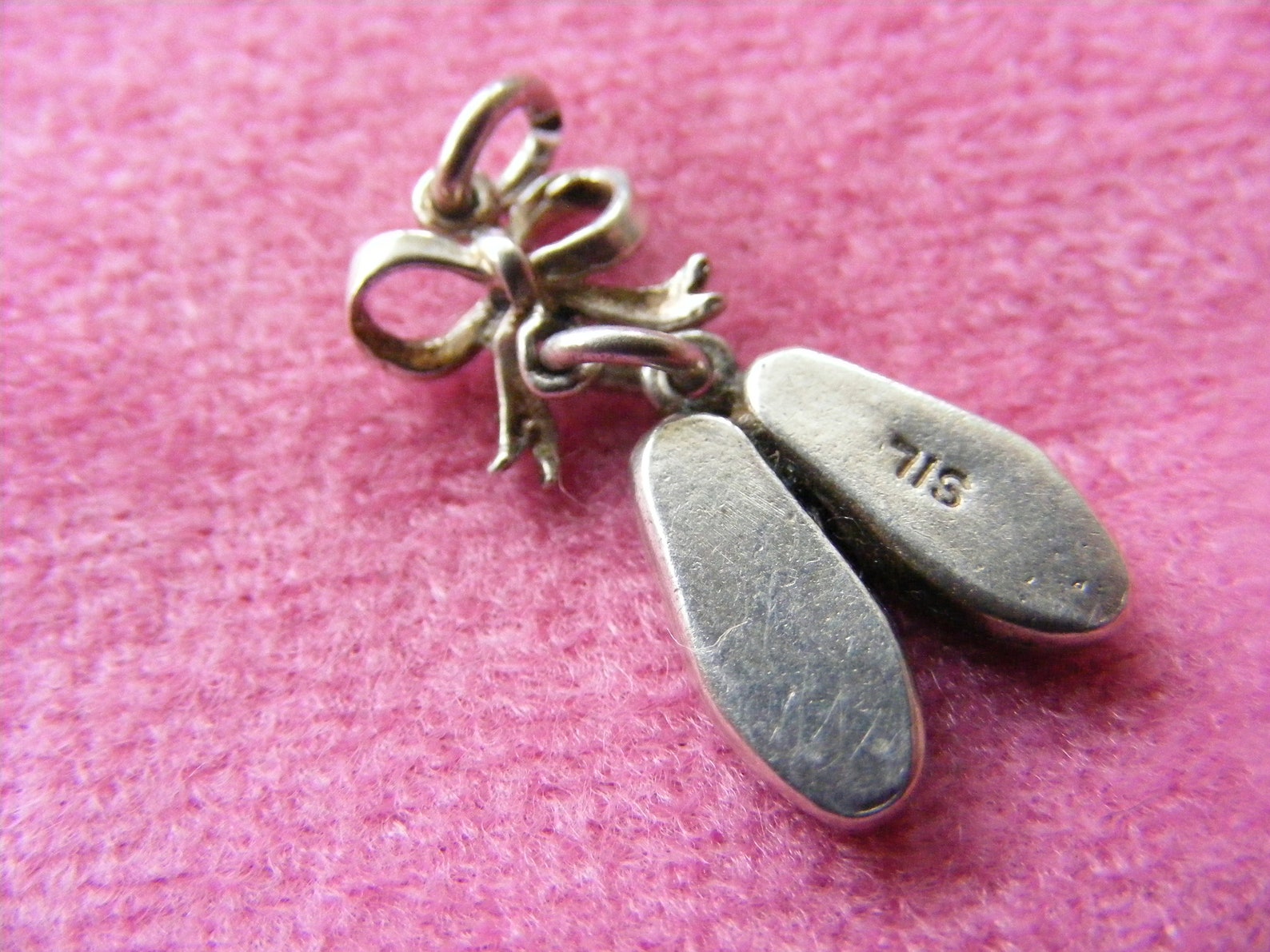 b) vintage sterling silver charm ballet shoes
