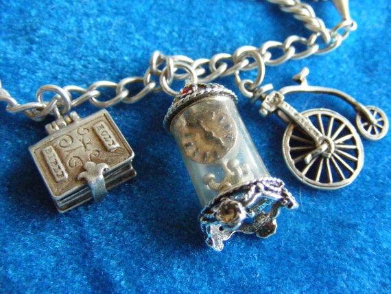 NUVO Vintage Sterling Silver Charm Bracelet with … - image 3
