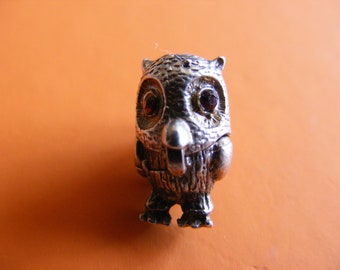 Charme Hibou Vintage En Argent Sterling 925 - Poids 3,5 G, 1,8 Cm, Occasion Bon état