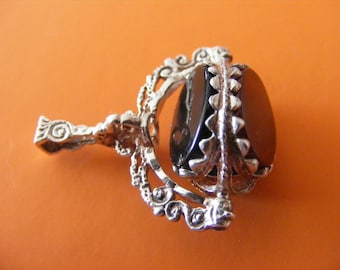 B) Vintage Sterling Silver Charm ornate Trio of stones