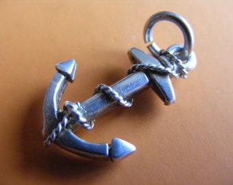 J) Vintage Sterling Silver Charm Large Anchor