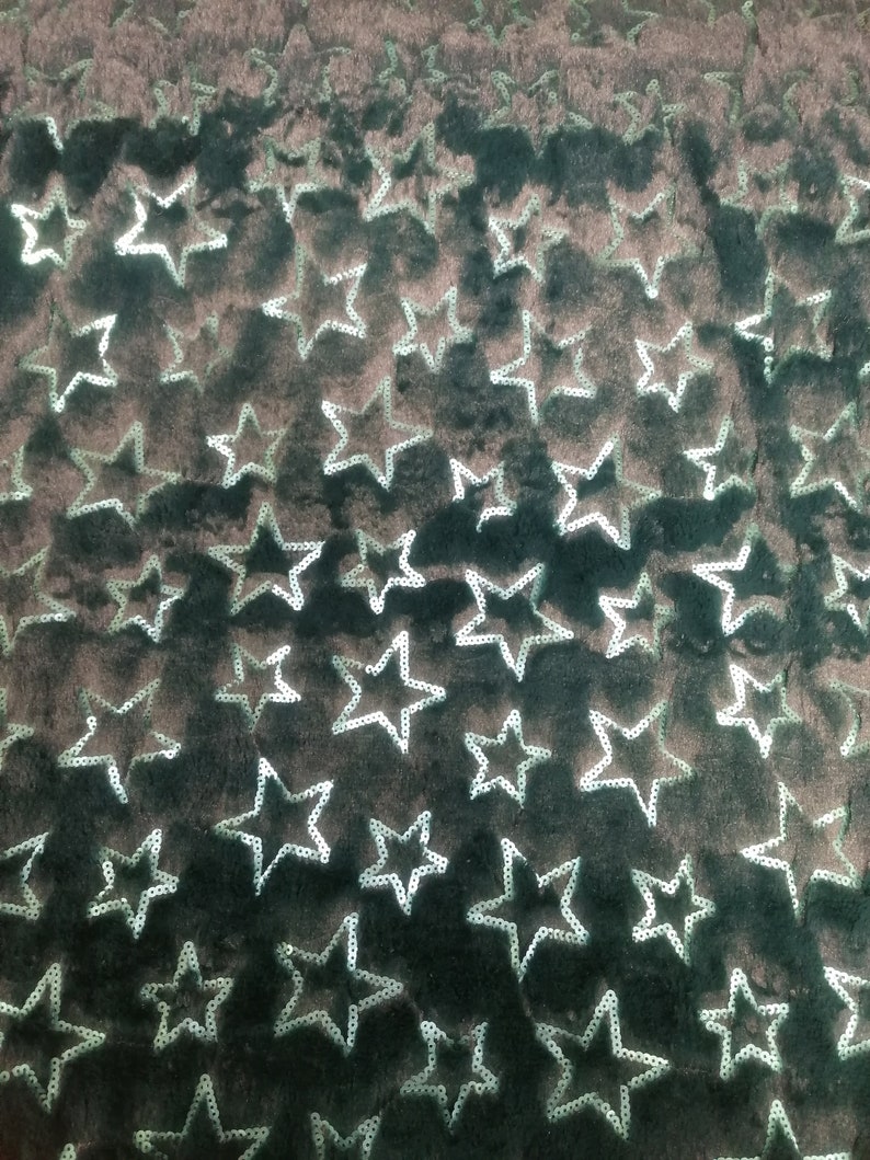 Green synthetic fur sequin stars 100/% PE