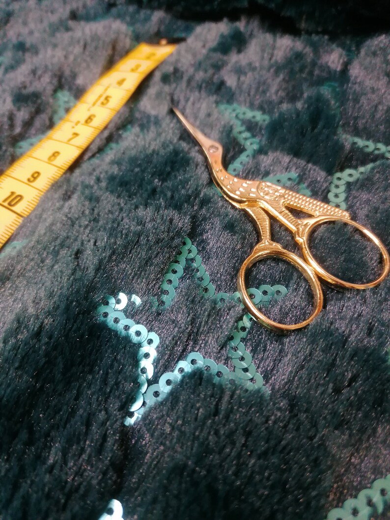 Green synthetic fur sequin stars 100/% PE