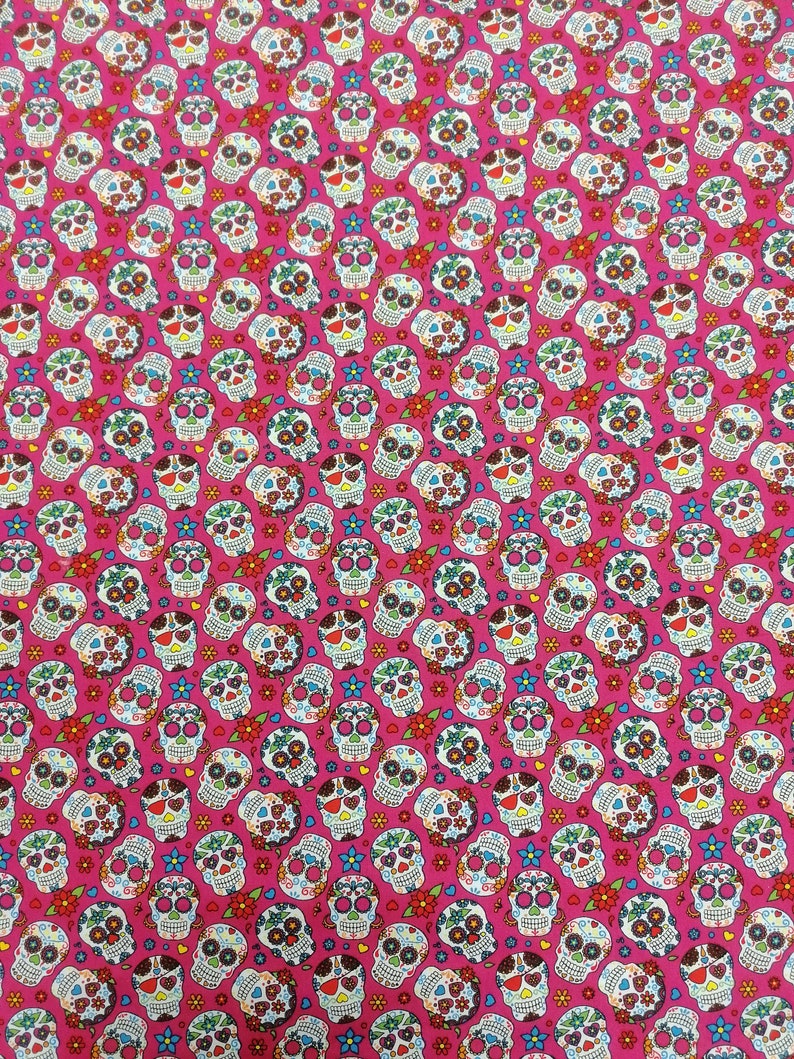 Cotton fabric fushia pattern skull 100/% cotton Fabric mask