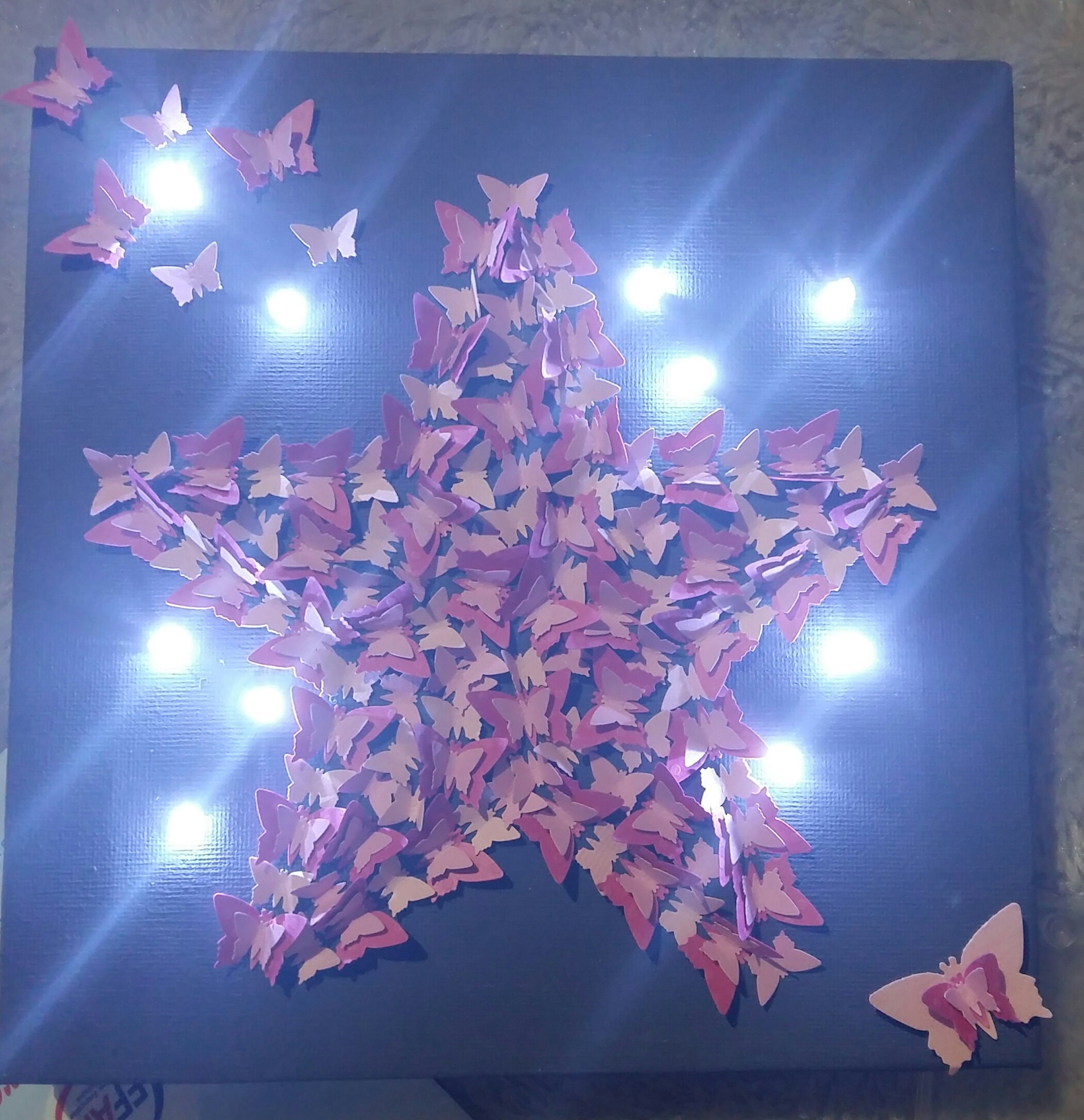 Toile Tendu Veilleuse Papillon 3D Étoile