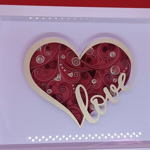 Valentijnsdag Quilling Schilderij - Papieren Hart - Handgemaakte Muurdecoratie