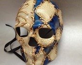 Halloween Skeleton mask for Men Boys Blue accent Venetian Inspired Hand Painted Sugar skull Mask